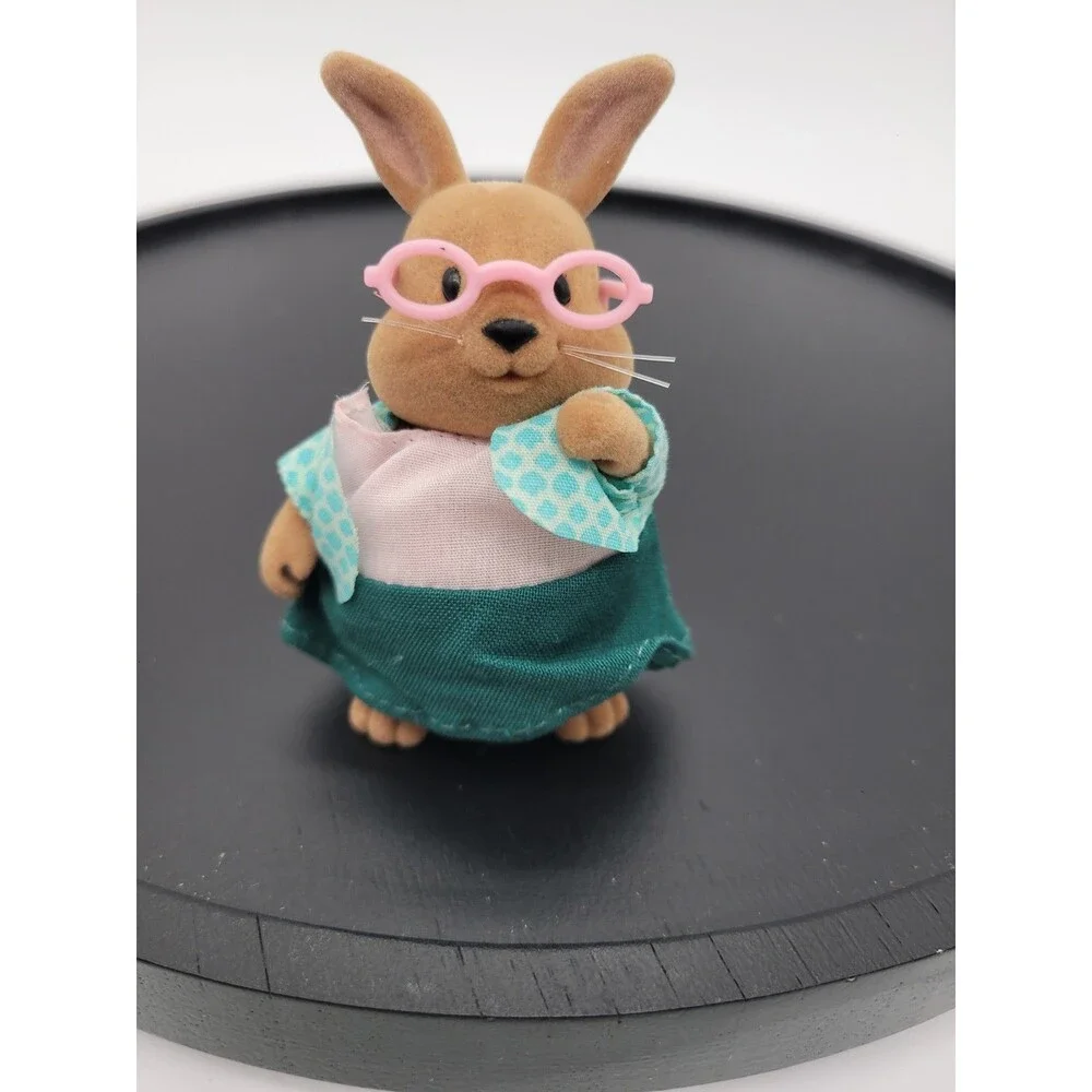 Li'l Woodzeez Grandma Cottonball Bunny Rabbit Pink Felt Collectible  Figure 3.5